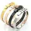 Nieuw Gift Vier Kleur Kies jezelf Verstelbare lengte Manchet Bangle Hoog gepolijst roestvrij staal Nice Belt Buckle Design Armband