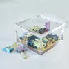 Golden mirror acrylic organizer clear plexigass storage box,Holds Cotton Swabs, Soap, Makeup, Bath Salts - Lumiere Collection