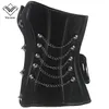 Corsetto disossato in acciaio in ecopelle Steampunk punk gotico con fibbia in broccato da donna con catena Corsetti da allenamento in vita taglie forti S-6X284B