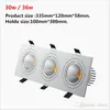 Infälld LED Spotlight 3 Huvudkvadrat LED-taklampan COB 15W/21W/30W/36W Vinkel Justerbar Spot Light Taklampa AC85-265V