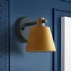 Willlustr Wall Lamp Sconce Color Fabric Shade Oak Wood Iron Arm Wall Sconce Sconce Bed Side Side El مطعم Light Yello295p