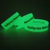 Glow in the Dark Screen Printing Silicone Armbanden Custom Polsband met Pantone Nummer Volwassen promotionele sport armband groothandel