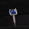 2017 Nouveau 100% 925 Sterling Argent Bijoux Européens Bague D'élégance Intemporelle avec Véritable Cristal Bleu Cz Charme De Mode Ring3350041