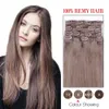 Clip in Menselijk Hair Extention Straight 8A Color # 1 Jet Zwart 100% Menselijk Hair Extensions 14-26Inch Braziliaanse Clip in haar Preferentiële Prijs