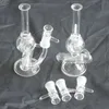 8 pollici Mini Bong in vetro Narghilè Oil Rig Glass Bubbler Inline to Donut Percolator Water Pipe