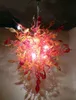 テールパイプシャンデリアランプ部品Inspairdシャンデリア赤い花アート装飾100％手ブローガラスペンダントランプ
