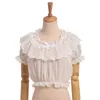 1 pieza Lolita mujer blusa de gasa de encaje manga corta abullonada camisa con volantes Tops alta calidad envío rápido