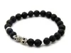 New Products Wholesale Christmas Gift 10pcs/lot 8MM Lava stone Beads Gold & Silver Skull Yoga Bracelets Party Gift