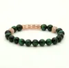 Mode hommes femmes bijoux en gros 8mm A Grade vert oeil de tigre pierre Micro incrustation clair CZ Tube perlé Bracelets