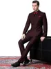 Classic Design Double-Breasted Burgundy Groom Tuxedos Groomsmen Najlepszy człowiek Garnitury Wedding Men's Blazer Garnitury (Kurtka + Spodnie + Krawat) No: 598