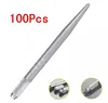 100 Stücke Silber professionelle Permanent Make-up Stift 3D Stickerei Make-up manuelle Stift Tattoo Augenbraue Microblade kostenloser Versand