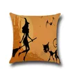 Noche de terror Halloween Cushion Cover Broomsticks Witch Pumpkin Bats Pillow Cover Home Decor Festival Gift YLCM