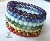 SN1141 Högkvalitativ 6 mm Gemstome Chakra Mala Armband Moss Agate Amethyst Lapis Lazuli Tiger Eye Armband Trendy Armband Set281p