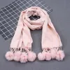 Classic Women Faux Cashmere Solid Scarf Kaninpäls Pom Pom Scarves Med Tassel Vinter Varm Wrap Sjal