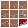 A estrenar 6 juegos de diferentes estilos y colores conjuntos de joyas de plata esterlina para mujeres DFMS33, conjunto de joyas de collar de aretes de plata de moda barata 925