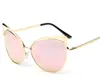 The new trend of ladies' sunglasses 8041 big European and American metal hollow cat eye sunglasses sunglasses personality