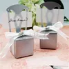 Spedizione gratuita 12pcs Wedding Faovrs Miniature Silver Chair Favor Box con Heart Charm RibbonCarta di carta Bomboniere economiche