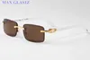 Sell ​​New Style Mens Marke Outdoor Sports Holz Sonnenbrille Fashion Designer Classic Randless Buffalo Horn Brille mit Box301o