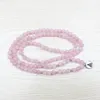 Sn1028 Top Sale Love 108 Rose Quartz Mala Pärlor Armband Kvinnor Yoga Smycken Buddhist Halsband Hjärta Chakra Lotus Charms Armband