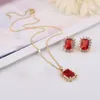 Collier ensemble de boucles d'oreilles, pendentifs en diamant rouge / bleu / Greet, rubis, saphir pour dîner, mariage, qualité supérieure et livraison gratuite