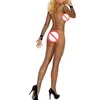 Sexy Costumes Hot Seamless Big Diamond Long Sleeve Sexy Costumes Bodystocking Crotchless Fishnet Stocking Sheer Body Suit Erotic Lingerie Bodysuit Bodypants