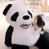 Dorimytrader jumbo tecknad panda plysch leksak jätte leende panda fylld kudde leksaker djur dockor stor presentdekoration 102inch 260cm dy60396