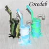 Popular Hookahs Silicon Water Rigs Silicone Drum Bong Oil Dab Rig Pipes With Clear 4mm 14mm Male Quartz Nails