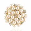 Vintage Silver Tone Faux Pearchrystal Flower Pin Broche Wedding Costume Broach B028 Vintage Imitatie Pearl Flower Bridal Bouquet Pin