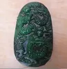 The manual sculpture natural green jade Flying show bead (talisman) oval necklace pendant