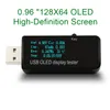 Gerilim sayaçları Toptan-OLED 128x64 Akım Güç Kapasitesi Monitör QC3.0 Hızlı Şarj USB Tester Banka Dedektörü Voltmetre Coulometer1