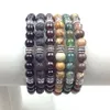 SN0619 남자 요가 팔찌 6mm 용암 Jasper 인도 마노 Onyx 가닛 Putural 돌 팔찌 행운 쥬얼리 웰빙 밸런스 팔찌