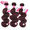 99J Bourgogne ombre färg Brasiliansk kroppsvåg 100 Virgin Human Hair Extensions 3 Bunds med 4x4 spetsstängning naturlig hårlinje6831556