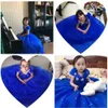 Vestidos de niña de flores de Cenicienta azul real para bodas Fuera del hombro Vestido de fiesta con cuentas Vestido de desfile para niñas Vestido de comunión para niños por encargo