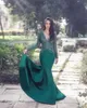 Abiti da sera sirena di pizzo verde scuro Abiti a manica lunga a V Neck Abito da sposa Abito formale a buon mercato.