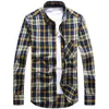 Wholesale- Alimens Flannel Plaid Shirt Men Casual Long Sleeve High Cotton Fashion New 2017 Male Shirt Chemise Homme Camisa Social Masculina