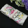 Embroidery flower Birds Silk Fabric Jewellery Roll Up Travel Storage Bag Portable Large Cosmetic Bag Women Drawstring Makeup Pouch 5pcs/lot