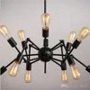 Nordic Industrial vintage Spider Design E27 Edison Chandelier Cafe Bar Light Fixture Adjustable Iron Lamp Decoration black pendant light