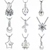 Collana con pendente in argento sterling 925 di 45 stili senza catena Pendenti con ciondoli alla moda collane con perle Pendenti con fiori in cristallo