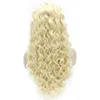 Perruque en dentelle de cheveux en fibre de cheveux blonds clairs et bouclés longs et résistants à la chaleur