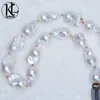 Lång naturlig sötvattenspärlhalsband klassisk ihålig Party Wear dekoration Högkvalitativ 14-18mm Barock Pearl Smycken Långt halsband