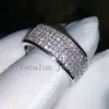 Vecalon Full 250Pcs Simulated diamond Cz Wedding Band Ring for Women 10KT White Gold Filled Female Engagement Band Sz 5-11