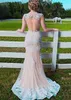 Kralen Sash Jewel Kant Applique Sexy Mermaid Hollow Back Avond Feestjurken Champagne Plus Size Prom Dresses Long