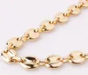 free ship 18''-32'' choose the lenght stainless steel Gold coffee beans necklace chain 9mm wide shiny for Women MEN Fashion jewelry