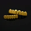 Hip Hop 24k Gold Rhodium Plated Teeth Grillz Top Bottom Grill For Halloween Christmas Party Vampire Teeth For Men