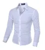 Men's Dress Shirts Chemise cintrée de luxe pour hommes, chemises habillées à manches longues, chemises d'affaires formelles décontractées, vêtements de marque solides camisa social masculina M-4XL