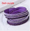 17 colores Venta al por mayor-Al por mayor Rhinestone Bling Pulsera de cuero doble Moda Slake Deluxe Multi Color Crystal Wrap Pulseras para mujeres