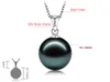 yhamniのオリジナルの完璧な黒真珠のパンダントネックレスの固体925シルバーチェーンネックレスのウェディングジュエリーN001