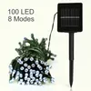 17M Solar String Light 8 modalità 100 LED Multi-Colors Luci natalizie a Led impermeabili per luci natalizie per interni ed esterni