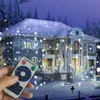 Jul snöfall projektor ljus, ip44 vattentät gnistrande landskap ledd snöflinga rörelse ljus för dekoration med RF fjärrkontroll,