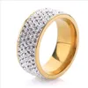 5 rzędowe kryształowe pierścienie hurtowe złoty kolor biżuteria ślubna ze stali nierdzewnej